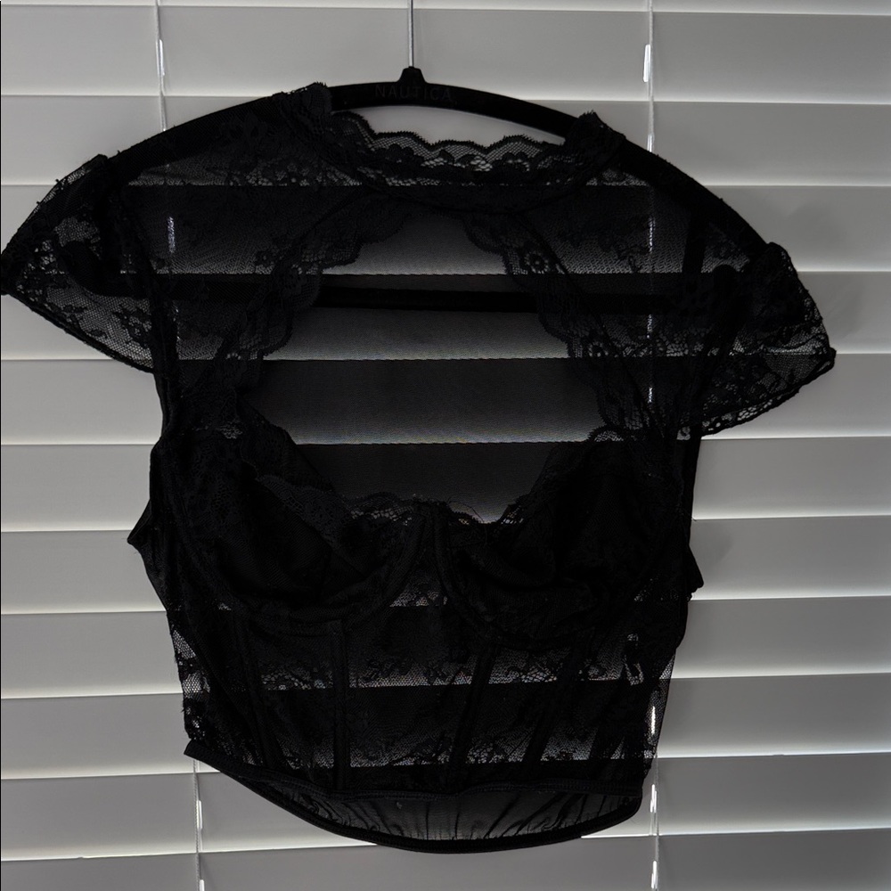 Black Lace Crop Top